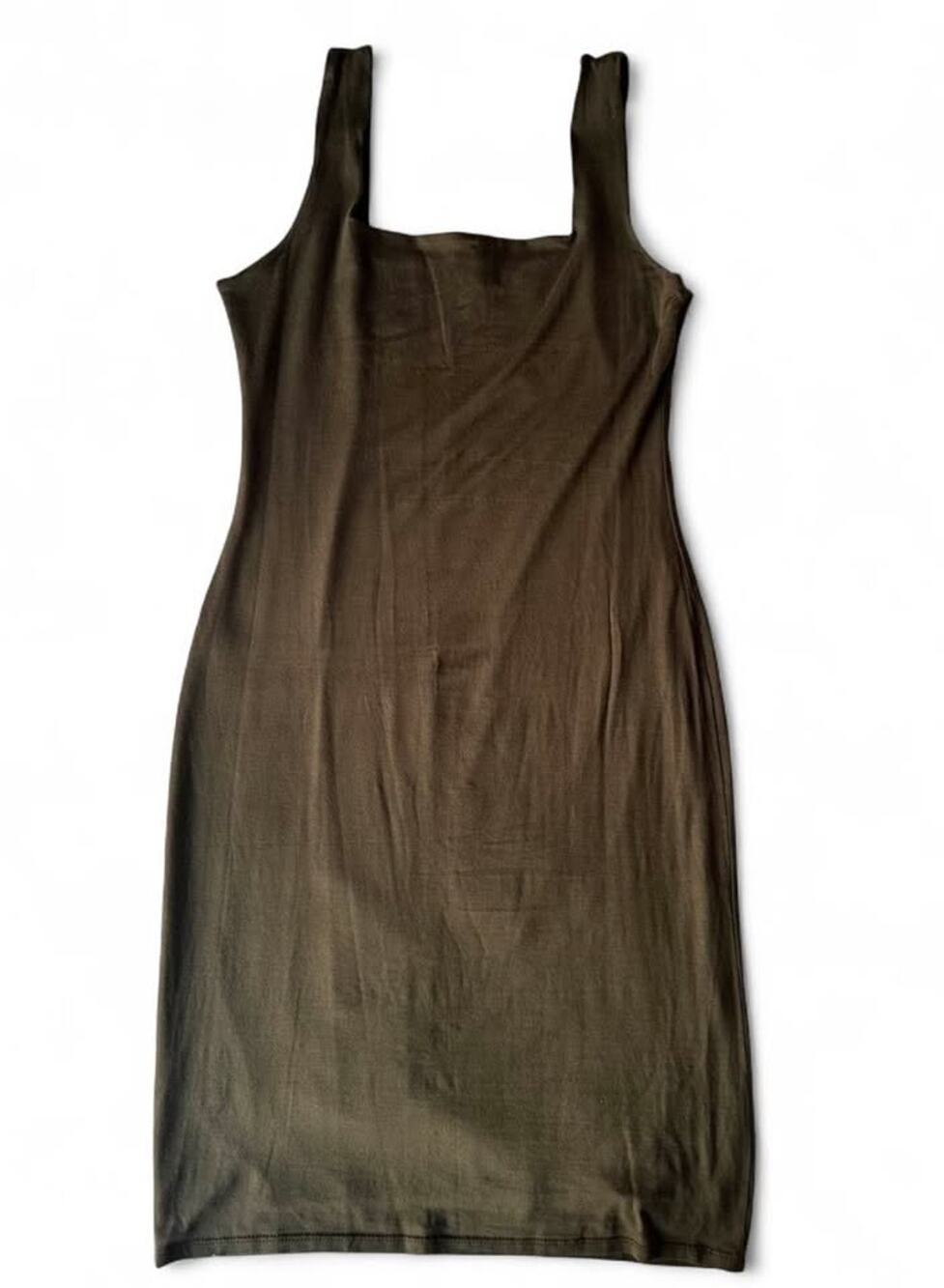 Womens olive green Shinestar Square Neck Bodycon Dress Large